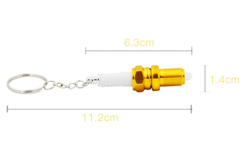 LED light spark plug keychain