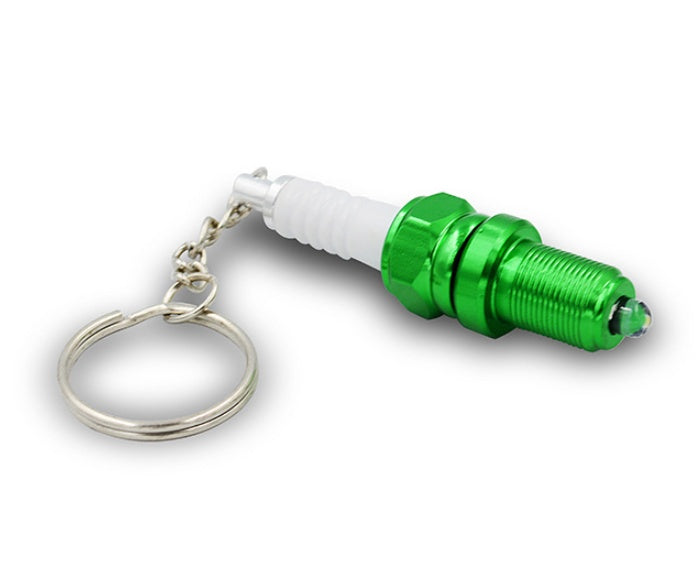 LED light spark plug keychain