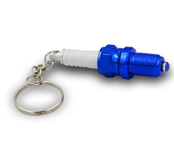 LED light spark plug keychain